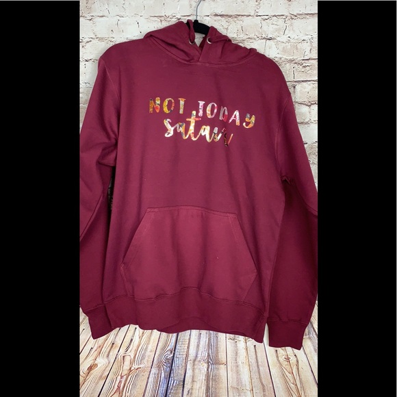 Wine color hoodie “Not today Satan” - Picture 1 of 3
